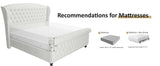 Queen Size Platform Bed Frame with Scroll Wingback Headboard/Footboard