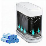 Slim White Bathroom Trash Can with Lid, Dog Proof Garbage Bin with Air-Press Bag