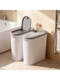 Large Capacity Push Button Bathroom Trash Can With Lid Space Saving Design