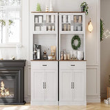 Kitchen Pantry Cabinet, 71 in Tall Kitchen Hutch Storage Cabinet with Microwave Stand