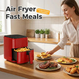 3QT Air Fryer, Small Air Fryer with Digital PP Touch Panel, Red