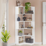 Tribesigns 6 Tier Corner Bookshelf, 64.96 Inch Tall Industrial Corner Bookcase