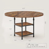Round Dining Table for 4, Kitchen Dining Room Circle Dinner Pedestal Table