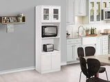 Danbury Style Tall Kitchen Pantry Cabinet with Microwave Storage, White