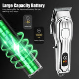 Cordless Hair Clippers for Men with LCD Display Rechargeable Wireless Hair Trimmer Kit in Silver