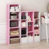 5-Tier Reversible Color Open Shelf Bookcase , White/Pink