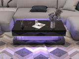 47.3IN LED Modern Coffee Table with 2 Storage Drawers for Living Room