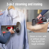 3-in-1 Handheld Garment Steamer and Iron, 220ml Tank, 20 Mins Use, 9 Fabric Settings,