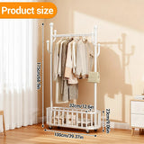 Clothes Rail Movable Clothes Hanging Coat Rack with Storage Basket