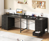 78" 2 Person Desk with 8 Fabric Drawers, Long Computer Desk Home Office Desk with Storage