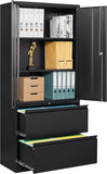 2 Drawer Lateral File Cabinet with Lock and Shelf