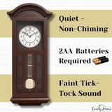 27 inch Wooden Hanging Grandfather Wall Clock with Pendulum - Real Wood