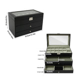 3 Tier Watch & Jewelry Box w/ 12 Watch Slots Tip Tier and 2 Pull -Out Drawers