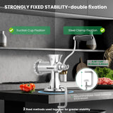Manual Meat Grinder with Stainless Steel Sausage Stuffer, Hand Crank Mincer for Beef