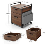2Drawer Mobile File Cabinet with Wheels Solid Wood Rolling Storage Cabinet for Home Office SpaceSaving Under Desk