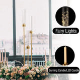 10pcs 3 Arm Gold Candelabra for Table 34in Tall Metal Candlestick Holder