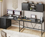 Corner Computer Desk, Reversible L Shaped Computer Desk with Fabric Drawers