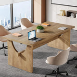 Executive Office Desk, 63-Inch Farmhouse Computer Desk, Large Writing Study Conference Table