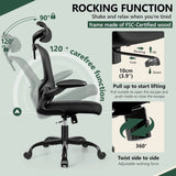 Ergonomic Office Chair with Headrest, Adjustable Lumbar Support, Swivel Wheels & Flip-up Armrests