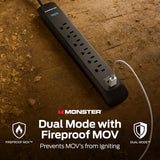 Surge Protector Power Strip 1200J, 6 Outlets 2 USB-A, 6FT Cord Fireproof MOV