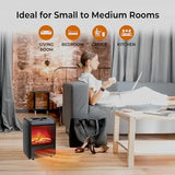 Compact 1200W Electric Fireplace Heater with Realistic 3D Flame for Office