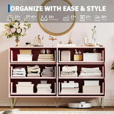 Fluted Dresser for Bedroom with 8 Drawers with Metal Handle