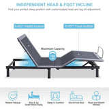 Ergonomic Split King Adjustable Bed Base with Massage, Wireless Remote