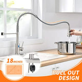 Touchless Kitchen Faucet with Pull Down Sprayer LED Light Single Handle Motion Sensor Smart