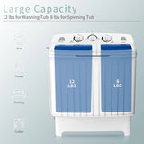 RV/Apartment/Dorm Use, Plastic, Blue+White, 20Lbs Capacity Portable Twin Tub Washing Machine