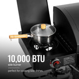 2-Burner Gas and Charcoal Combo Grill with Offset Smoker & Side Burner