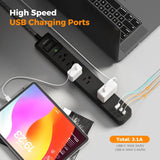 2 Pack Power Strip Surge Protector 5 Outlets 3 USB Charging Ports 6Ft Cord