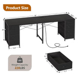 78" 2 Person Desk with 8 Fabric Drawers, Long Computer Desk Home Office Desk with Storage