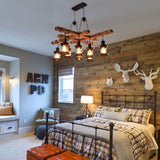 Vintage Wood Ceiling Chandelier Retro Ceiling Lamp Antique Industrial Chandelier