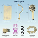 Hibbent 10'' High Pressure Rainfall Shower Head Handheld Spray Combo with 12'' Ad