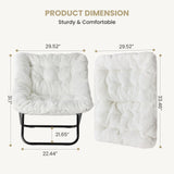 JHK 28IN Cozy Saucer Chairs Soft Faux Fur Large Size Folding Lounge Living Room Padded Seat