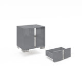 Nightstand Set of 2, Modern End Table with Drawers, High Gloss UV Finish