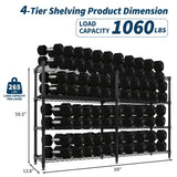 Storage Shelves with Adjustable 4-Tier Garage Wire Shelf Capacity 1060 LBS Stable Heavy Duty Metal Rack Shelving