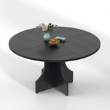 47 Inch Round Dining Table for 4-6 People Rustic Wood Circle Kitchen Table