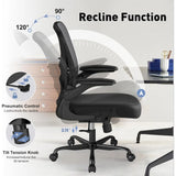 Ergonomic Mesh Office Chair with Adjustable Lumbar Support, Flip-up Arms & Wheels