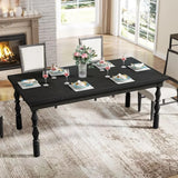 Wood Black Dining Table, for 4-6 People, 62” Farmhouse Large Rectangle Kitchen Table