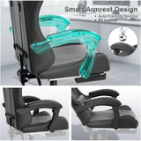 Athena Collection Carbon Fiber Black Gaming Chair - Ergonomic with Footrest