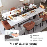 71In Large Rectangular White Dining Table for 4 5 6 8 10 People, Family Dinner Table