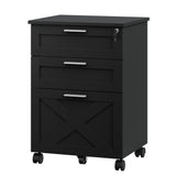 3 Drawer Rolling File Cabinet with Lock & Casters, Wooden Mobile Storage Organizer Printer Stand