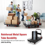 2 IN 1 Silent TPR Wheels Hand Trucks W/Steel Wire Fence Fold Pull Goods Cart