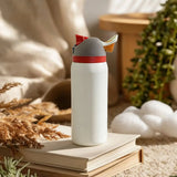Owalaa creamy white 32oz/945ml stainless steel insulated water bottle with straw