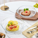 Glass Baking Dish Set 2-Pack (7"/8"), Round Pie Bakeware with Handles