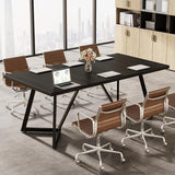 70.86" Conference Table Metal Frame Rectangular Seminar Boardroom Office Meeting Room Desk