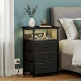 Modern Smart Nightstand With Charging Station LED Light USB Ports