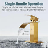 Bathroom Faucet Single Handle 1 Hole Deck Mount Lavatory Vanity RV Sink Mixer Basin Tap with Cover Plate and Pop Up