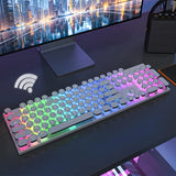 RGB Wireless Punk Typewriter Mechanical Keyboard Round Keycaps And RGB 104-Key Game Office